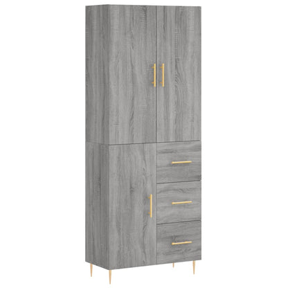 Credenza Grigio Sonoma 69,5x34x180 cm in Legno Multistrato