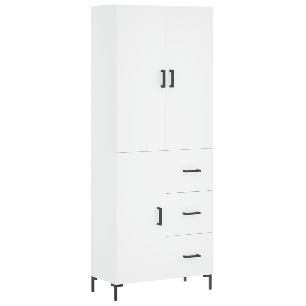 Credenza Bianca 69,5x34x180 cm in Legno Multistrato