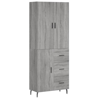Credenza Grigio Sonoma 69,5x34x180 cm in Legno Multistrato