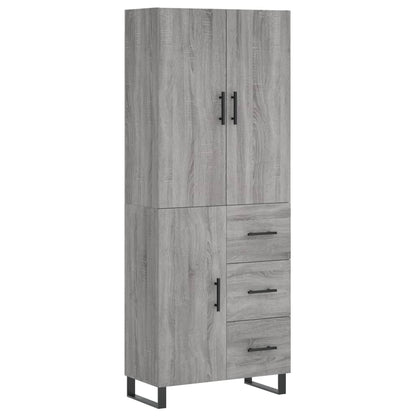 Credenza Grigio Sonoma 69,5x34x180 cm in Legno Multistrato