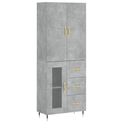 Credenza Grigio Cemento 69,5x34x180 cm in Legno Multistrato