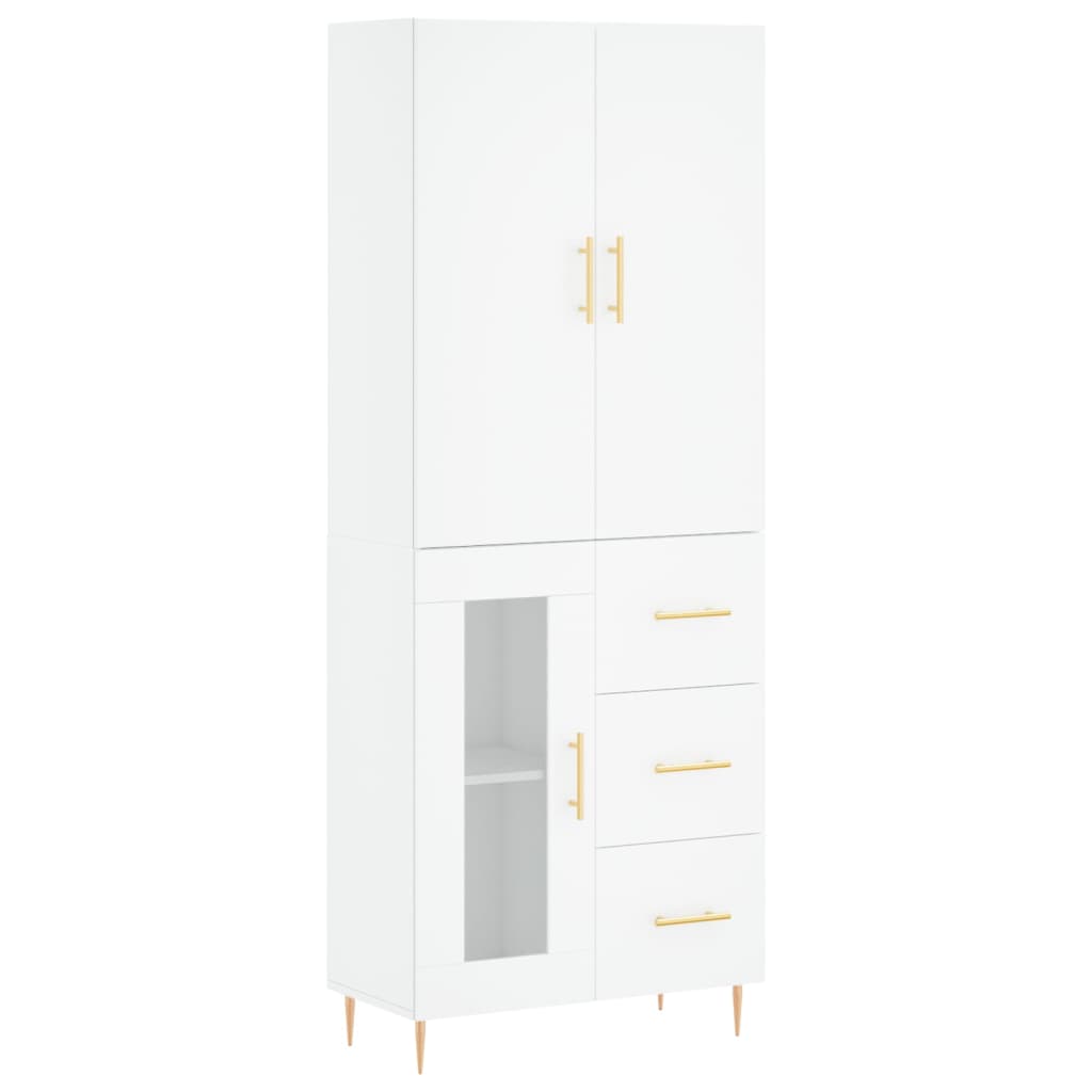 Credenza Bianca 69,5x34x180 cm in Legno Multistrato