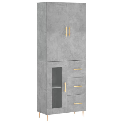 Credenza Grigio Cemento 69,5x34x180 cm in Legno Multistrato