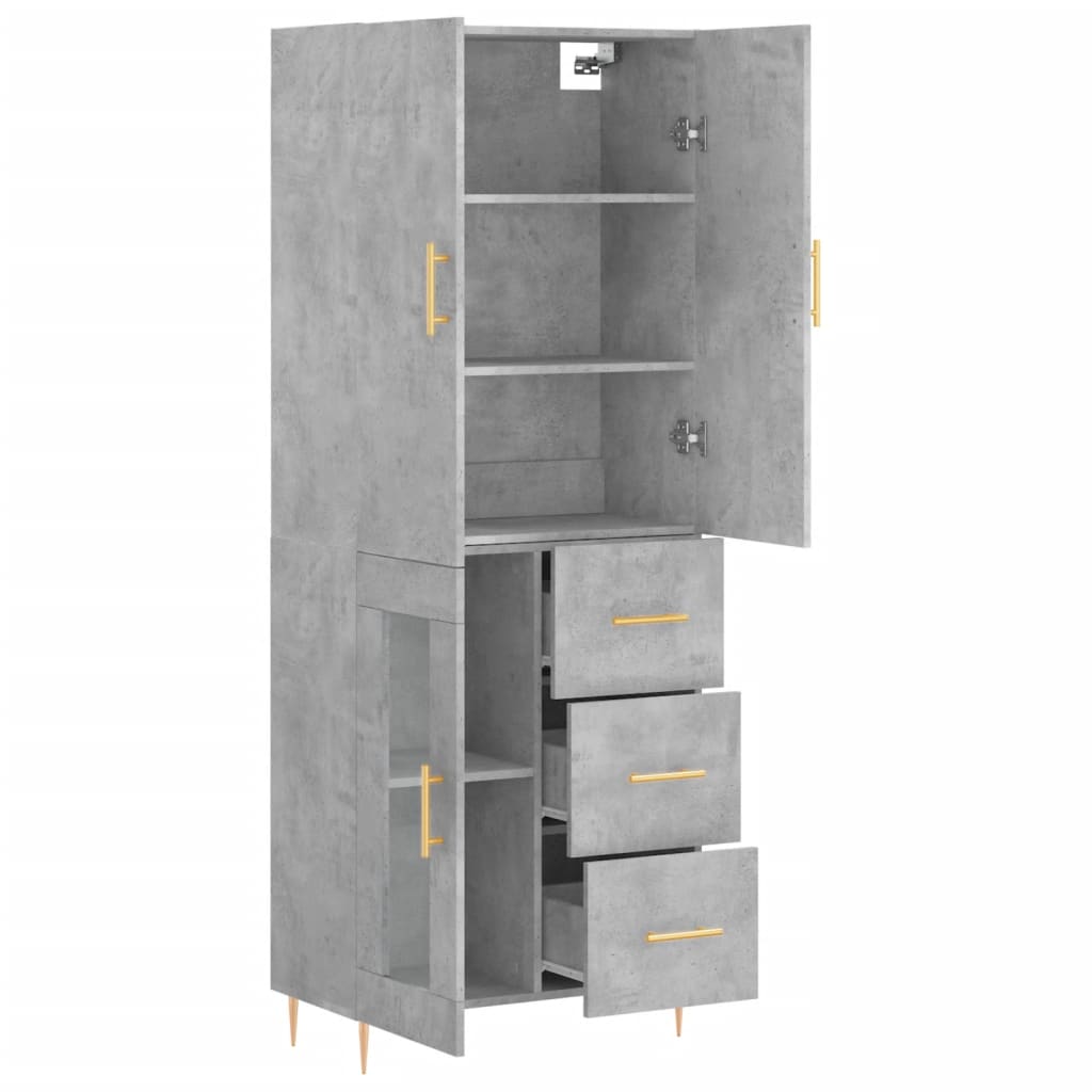 Credenza Grigio Cemento 69,5x34x180 cm in Legno Multistrato