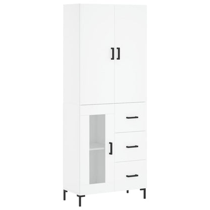 Credenza Bianca 69,5x34x180 cm in Legno Multistrato