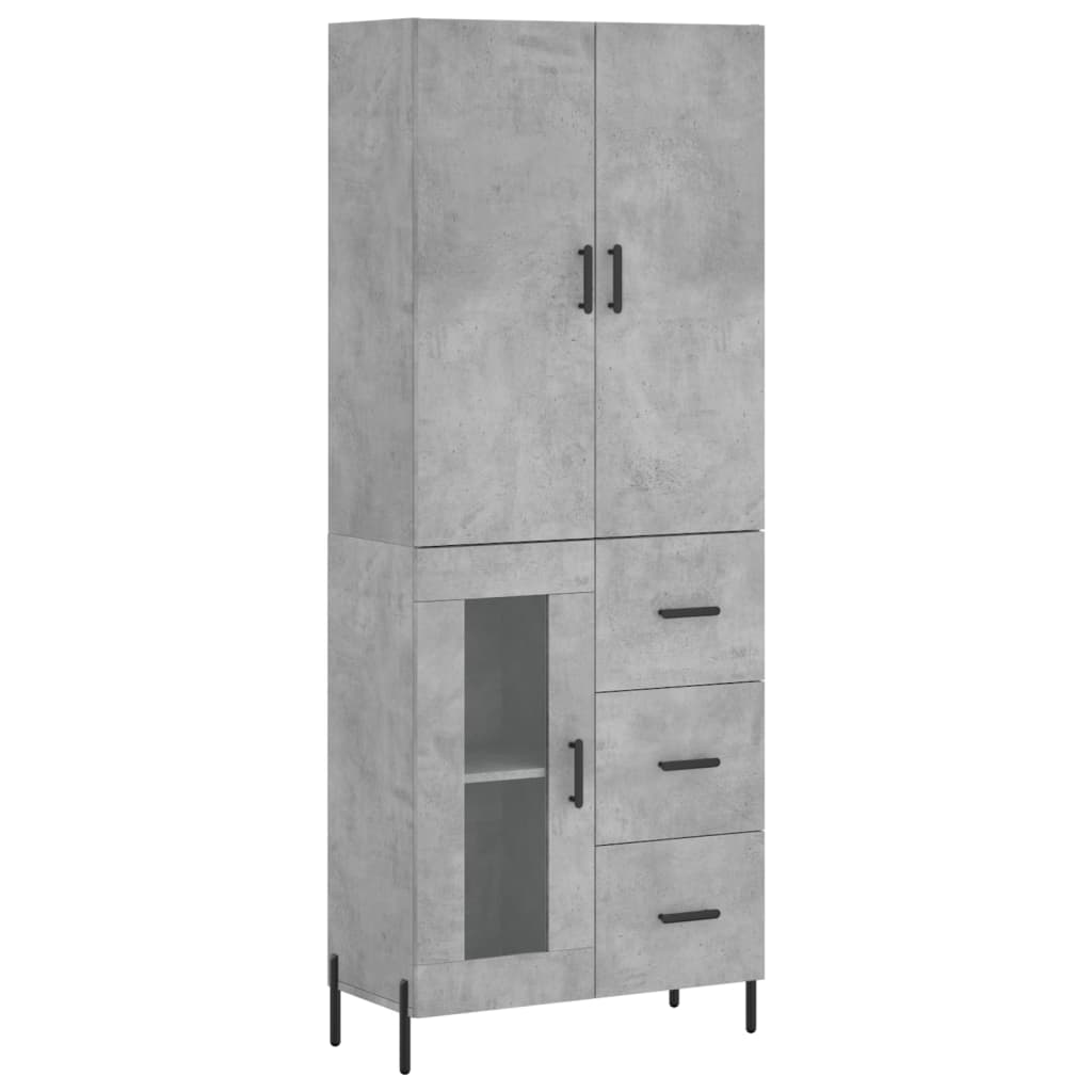 Credenza Grigio Cemento 69,5x34x180 cm in Legno Multistrato