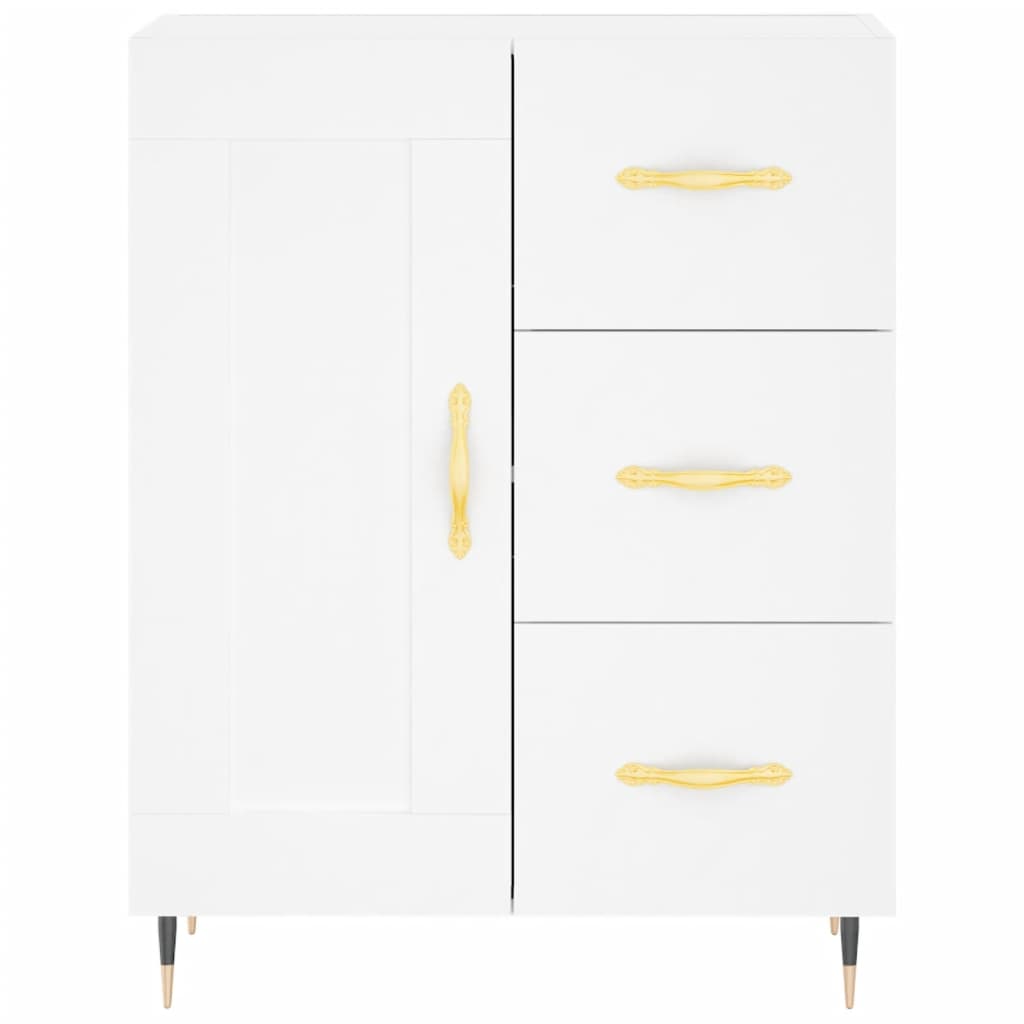 Credenza Bianca 69,5x34x180 cm in Legno Multistrato