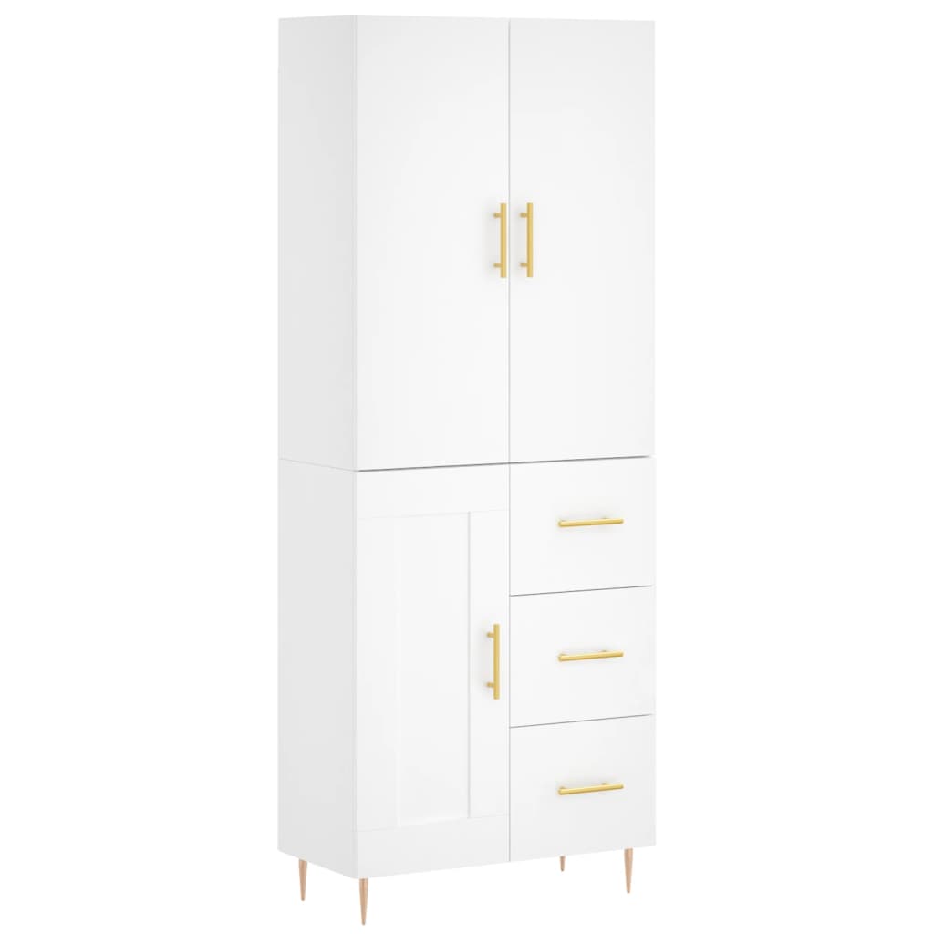 Credenza Bianca 69,5x34x180 cm in Legno Multistrato