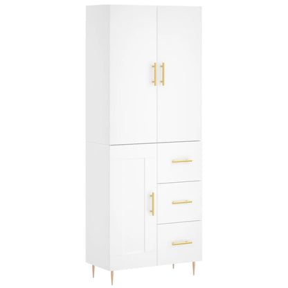 Credenza Bianca 69,5x34x180 cm in Legno Multistrato