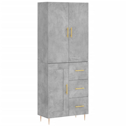 Credenza Grigio Cemento 69,5x34x180 cm in Legno Multistrato