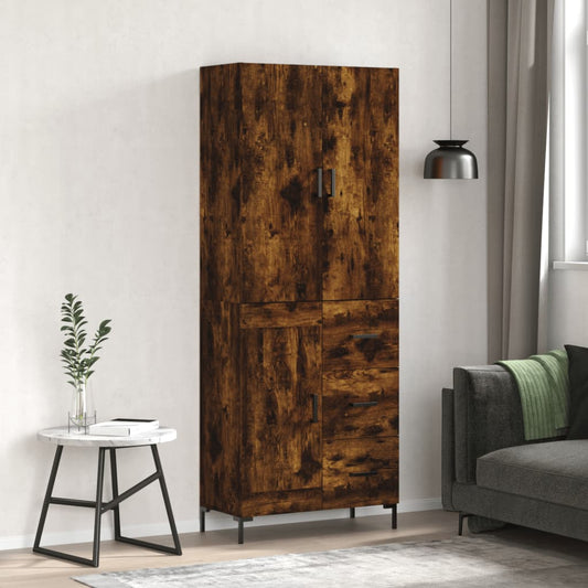 Credenza Rovere Fumo  69,5x34x180 cm in Legno Multistrato