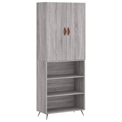 Credenza Grigio Sonoma 69,5x34x180 cm in Legno Multistrato