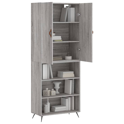 Credenza Grigio Sonoma 69,5x34x180 cm in Legno Multistrato