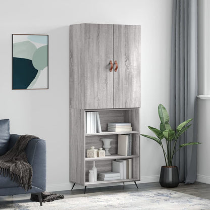 Credenza Grigio Sonoma 69,5x34x180 cm in Legno Multistrato
