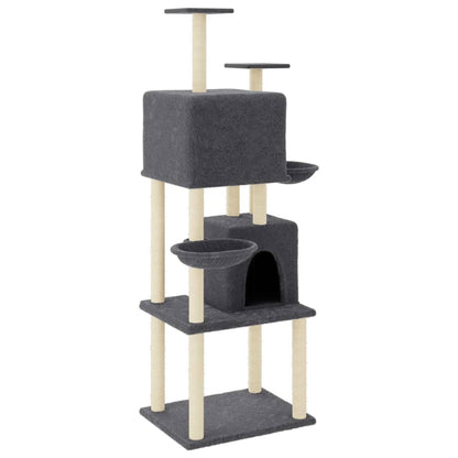 Albero per Gatti con Tiragraffi in Sisal Grigio Scuro 180 cm - homemem39