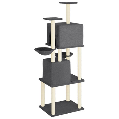 Albero per Gatti con Tiragraffi in Sisal Grigio Scuro 180 cm - homemem39