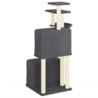 Albero per Gatti con Tiragraffi in Sisal Grigio Scuro 122 cm - homemem39