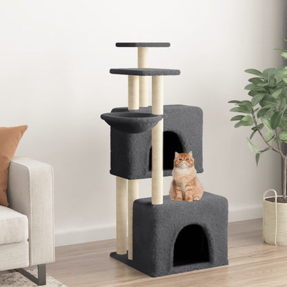 Albero per Gatti con Tiragraffi in Sisal Grigio Scuro 122 cm - homemem39