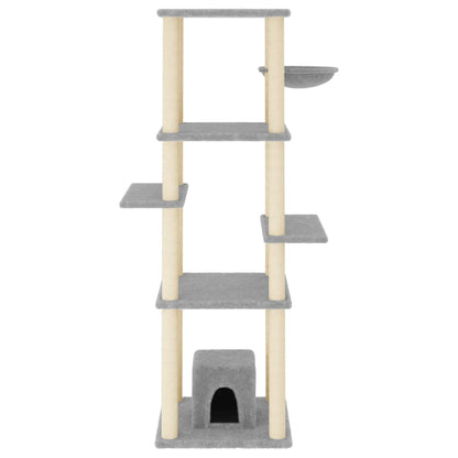Albero per Gatti con Tiragraffi in Sisal Grigio Chiaro 154 cm - homemem39