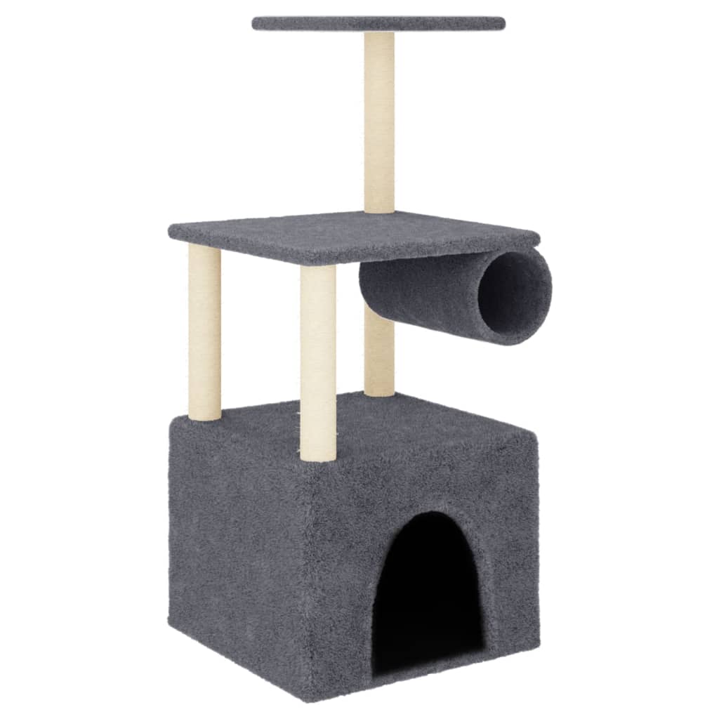 Albero per Gatti con Tiragraffi in Sisal Grigio Scuro 109,5 cm - homemem39