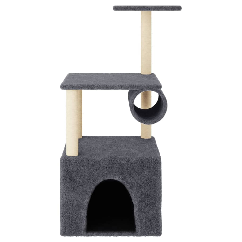 Albero per Gatti con Tiragraffi in Sisal Grigio Scuro 109,5 cm - homemem39