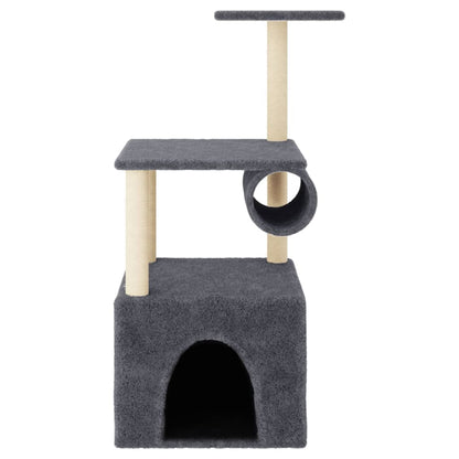 Albero per Gatti con Tiragraffi in Sisal Grigio Scuro 109,5 cm - homemem39