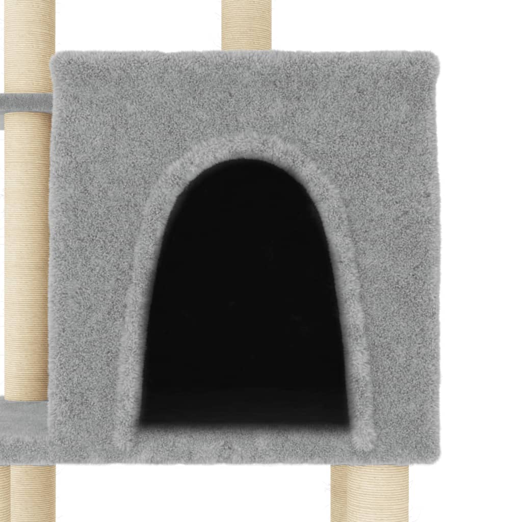 Albero per Gatti con Tiragraffi in Sisal Grigio Chiaro 97 cm - homemem39