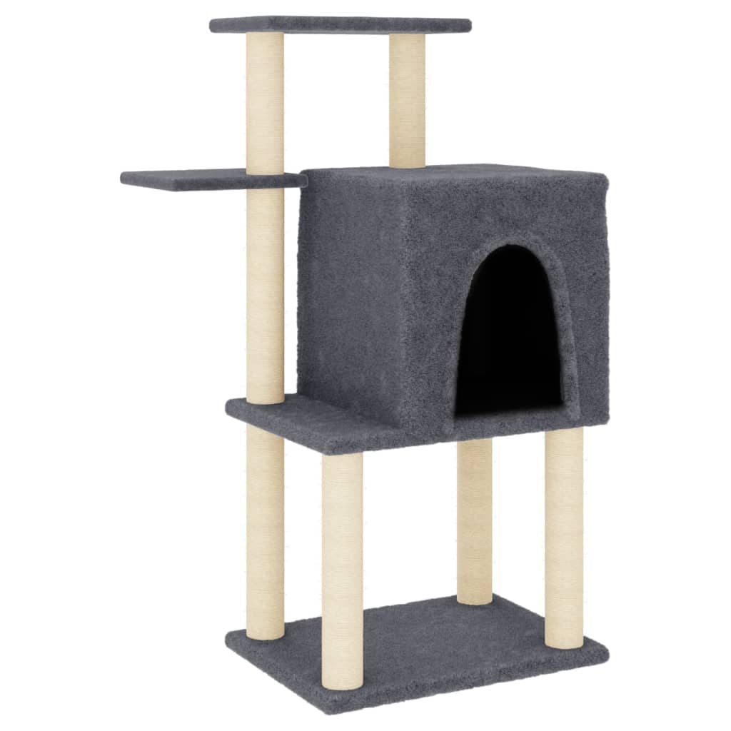 Albero per Gatti con Tiragraffi in Sisal Grigio Scuro 97 cm - homemem39