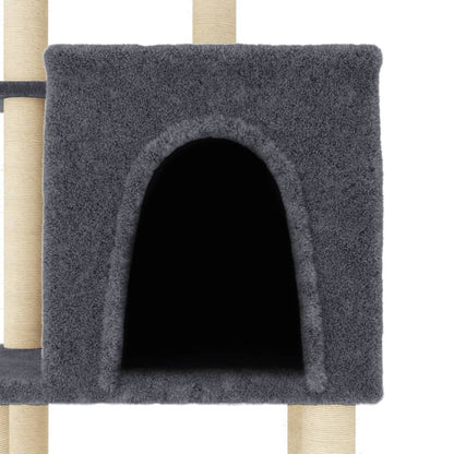 Albero per Gatti con Tiragraffi in Sisal Grigio Scuro 97 cm - homemem39
