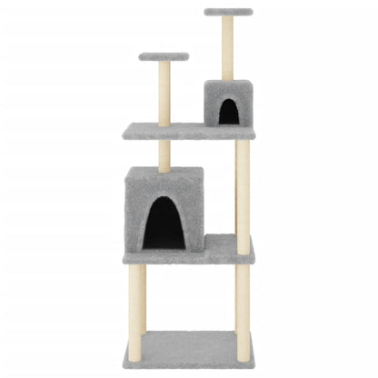 Albero per Gatti con Tiragraffi in Sisal Grigio Chiaro 167 cm - homemem39