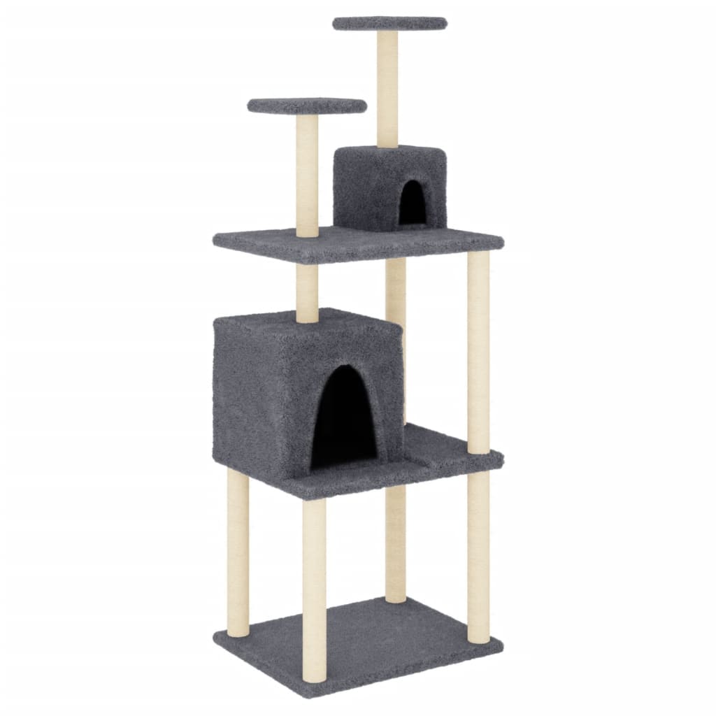 Albero per Gatti con Tiragraffi in Sisal Grigio Scuro 167 cm - homemem39
