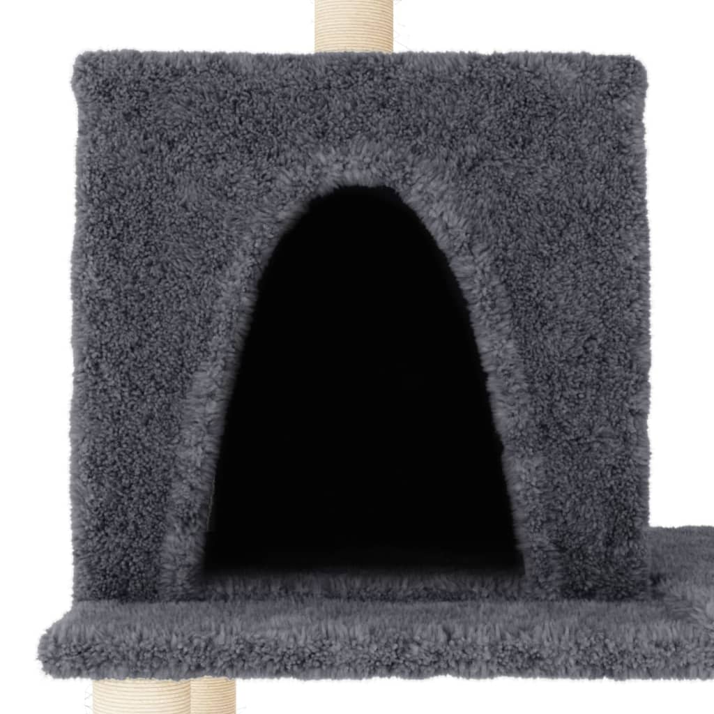 Albero per Gatti con Tiragraffi in Sisal Grigio Scuro 167 cm - homemem39