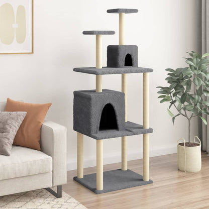 Albero per Gatti con Tiragraffi in Sisal Grigio Scuro 167 cm - homemem39