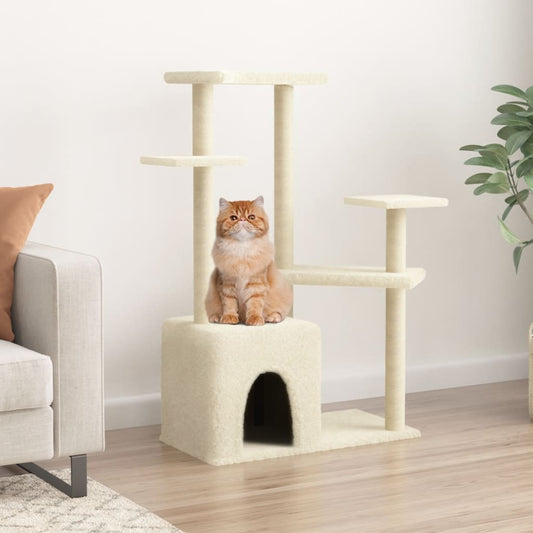 Albero per Gatti con Tiragraffi in Sisal Crema 107,5 cm - homemem39