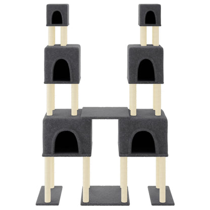 Albero per Gatti con Tiragraffi in Sisal Grigio Scuro 199 cm - homemem39