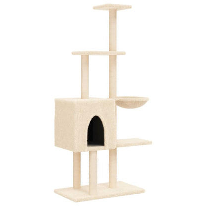 Albero per Gatti con Tiragraffi in Sisal Crema 145 cm - homemem39