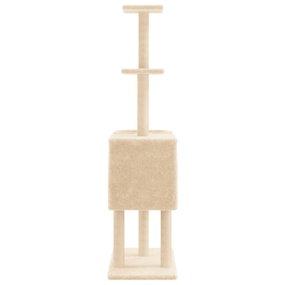 Albero per Gatti con Tiragraffi in Sisal Crema 145 cm - homemem39