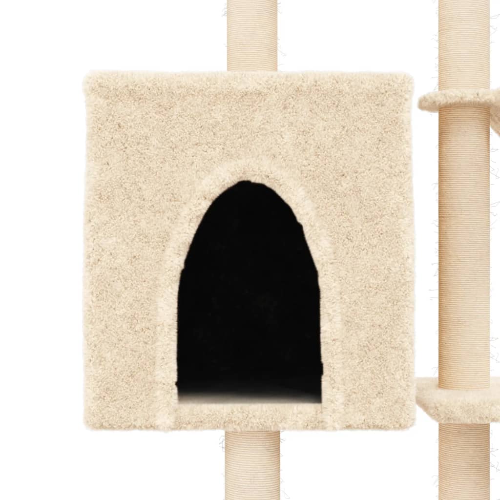 Albero per Gatti con Tiragraffi in Sisal Crema 145 cm - homemem39