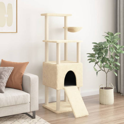 Albero per Gatti con Tiragraffi in Sisal Crema 153 cm - homemem39