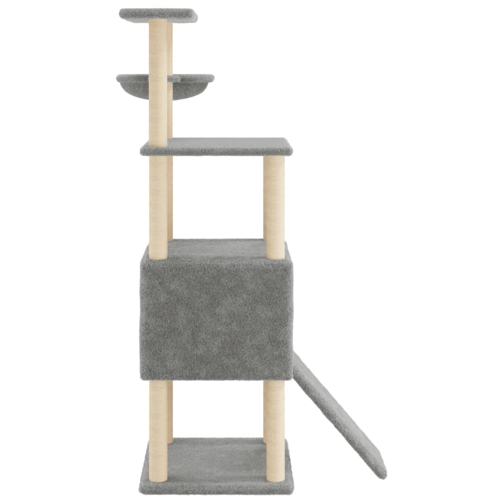 Albero per Gatti con Tiragraffi in Sisal Grigio Chiaro 153 cm - homemem39
