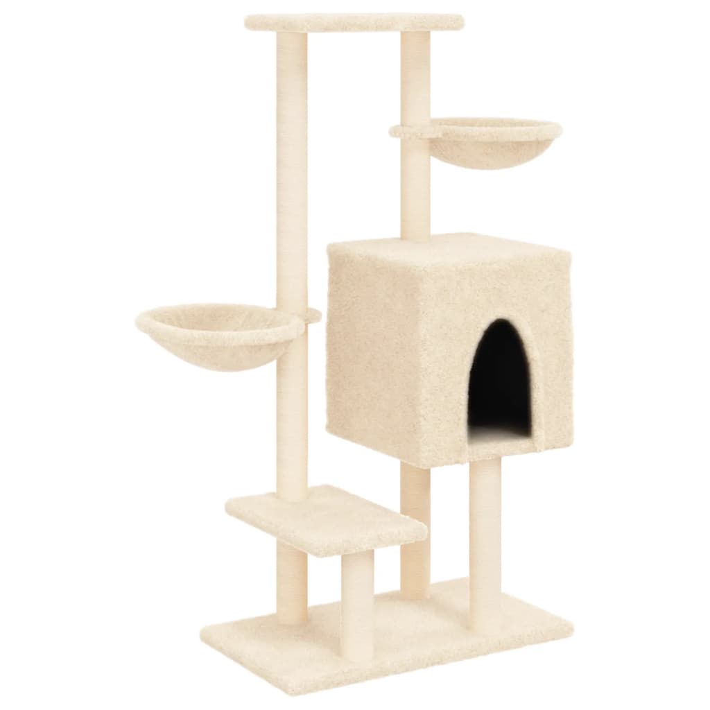 Albero per Gatti con Tiragraffi in Sisal Crema 117 cm - homemem39