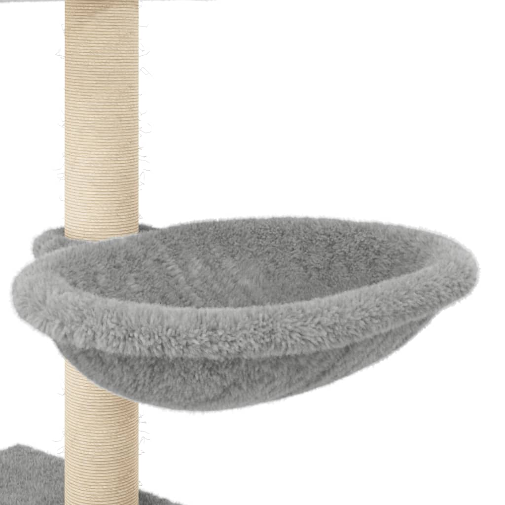 Albero per Gatti con Tiragraffi in Sisal Grigio Chiaro 117 cm - homemem39