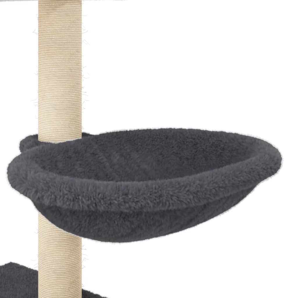 Albero per Gatti con Tiragraffi in Sisal Grigio Scuro 117 cm - homemem39
