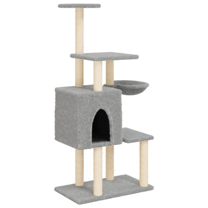 Albero per Gatti con Tiragraffi in Sisal Grigio Chiaro 131 cm - homemem39