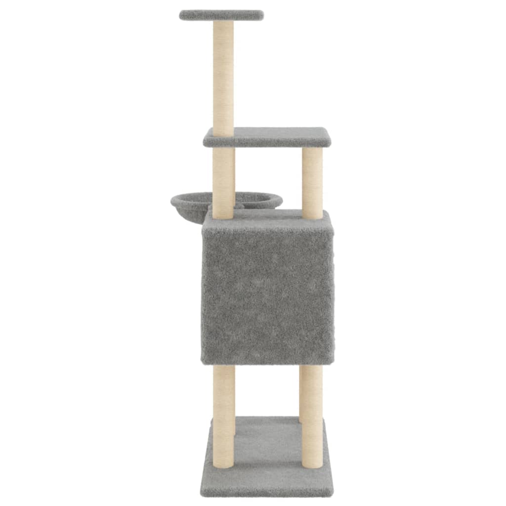 Albero per Gatti con Tiragraffi in Sisal Grigio Chiaro 131 cm - homemem39