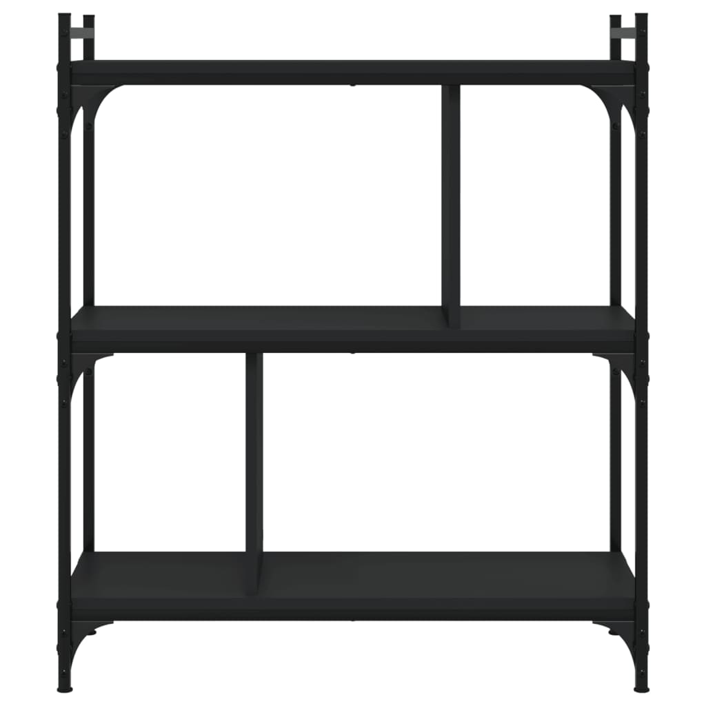 Libreria Nera 3 Ripiani 76x32x88 cm Legno Multistrato | homemem39