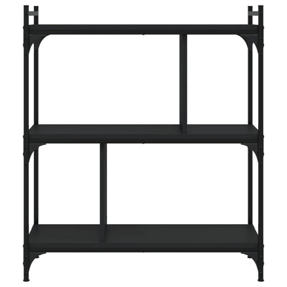 Libreria Nera 3 Ripiani 76x32x88 cm Legno Multistrato | homemem39