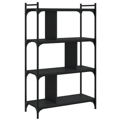 Libreria Nera 4 Ripiani 76x32x123 cm Legno Multistrato | homemem39