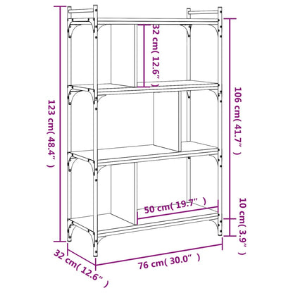 Libreria Nera 4 Ripiani 76x32x123 cm Legno Multistrato | homemem39