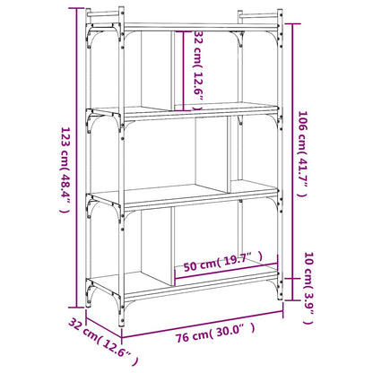 Libreria Rovere Marrone 4 Ripiani 76x32x123cm Legno Multistrato | homemem39